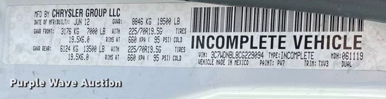 image for item ED2216 2012 Dodge Ram 5500 bucket truck