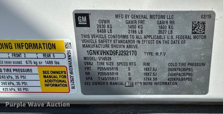 image for item ED2217 2015 Chevrolet Traverse LT SUV