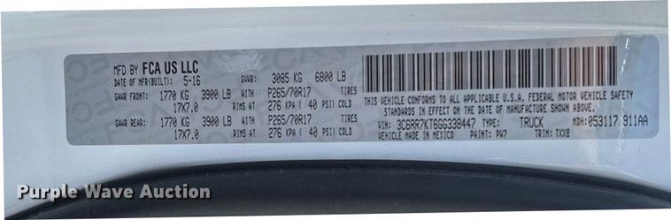 image for item ED2218 2016 RAM 1500 Crew Cab pickup truck