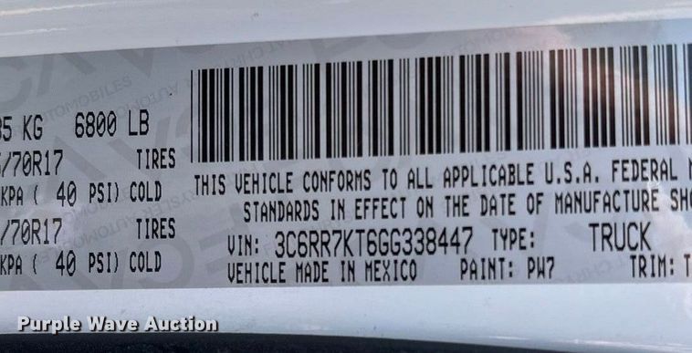 image for item ED2218 2016 RAM 1500 Crew Cab pickup truck