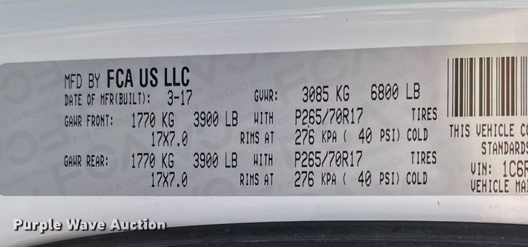 image for item ED2220 2017 RAM 1500 Crew Cab pickup truck