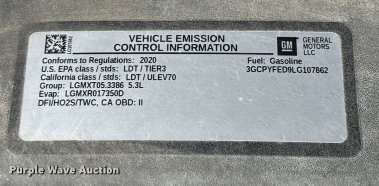 image for item ED5884 2020 Chevrolet Silverado 1500 LT Crew Cab pickup truck