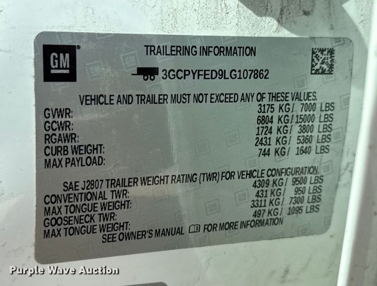 image for item ED5884 2020 Chevrolet Silverado 1500 LT Crew Cab pickup truck