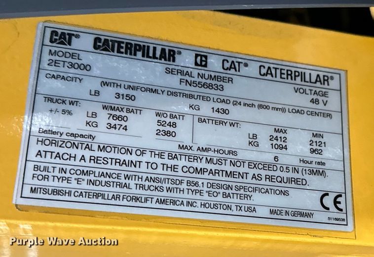 image for item EE3997 Caterpillar 2ET3000 forklift