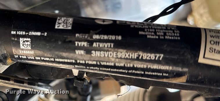 image for item EG6155 2017 Polaris Razor XP 1000 utility vehicle