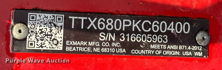 image for item EH7457 eXmark Turf Tracer TTX680PKC60400 lawn mower