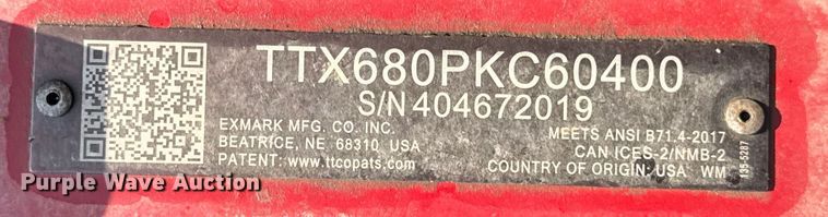 image for item EH7460 eXmark Turf Tracer TTX680PKC60400 lawn mower