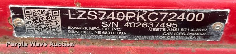 image for item EH7464 eXmark Lazer Z LZ5740PKC72400 ZTR lawn mower