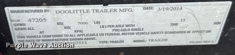 image for item EH7472 2014 Doolittle enclosed cargo trailer