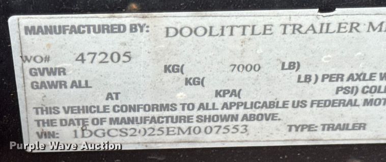 image for item EH7472 2014 Doolittle enclosed cargo trailer