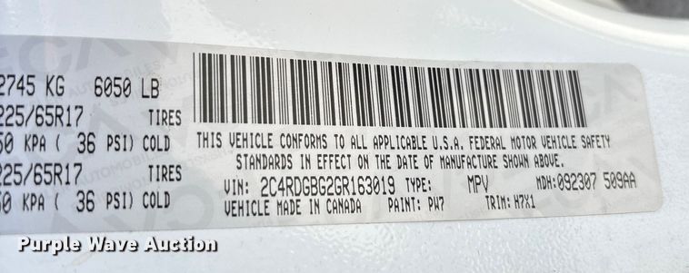 image for item EJ7654 2016 Dodge Grand Caravan van
