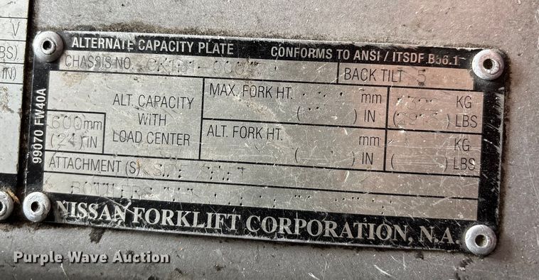 image for item EJ7655 Nissan CK1B1L18S forklift