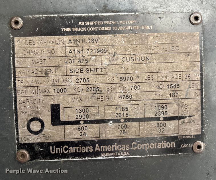 image for item EJ7656 Nissan A1N1L18V forklift