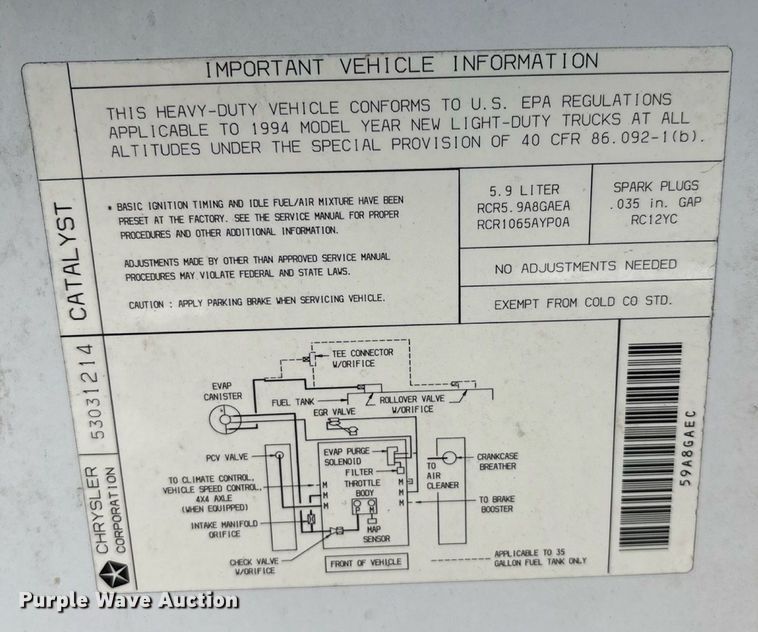 image for item EM0596 1994 Dodge Ram Wagon 350  van