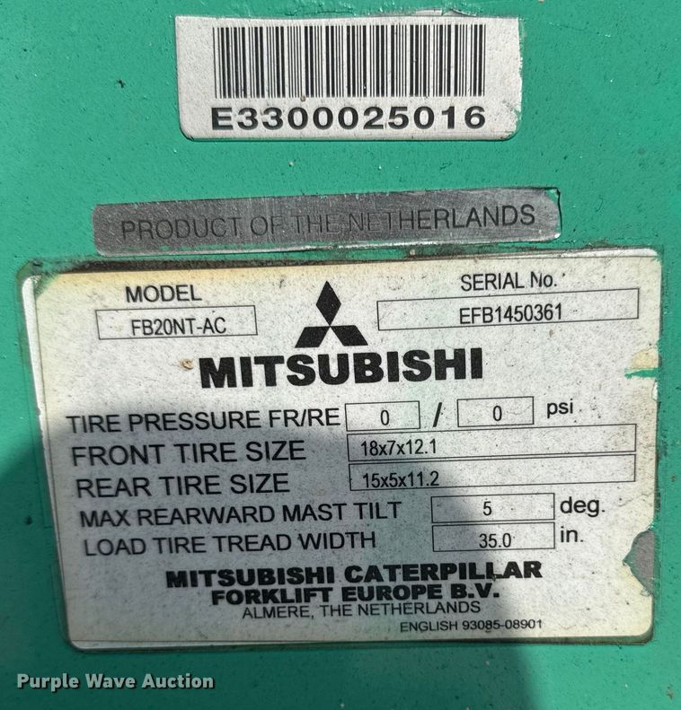 image for item EM2344 Mitsubishi FB20NT-AC forklift