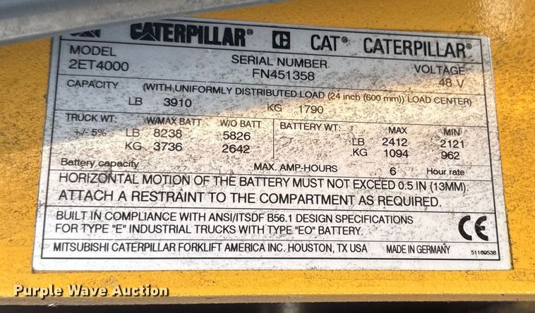 image for item EM2345 Caterpillar 2ET4000 forklift