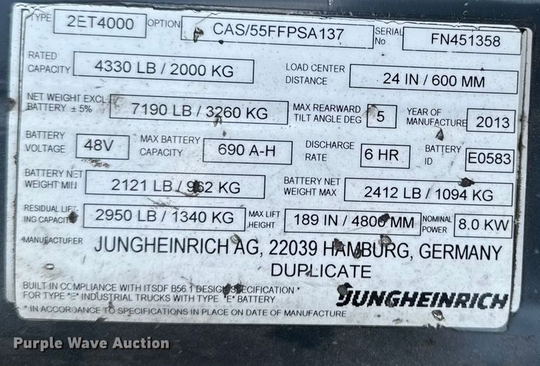 image for item EM2345 Caterpillar 2ET4000 forklift