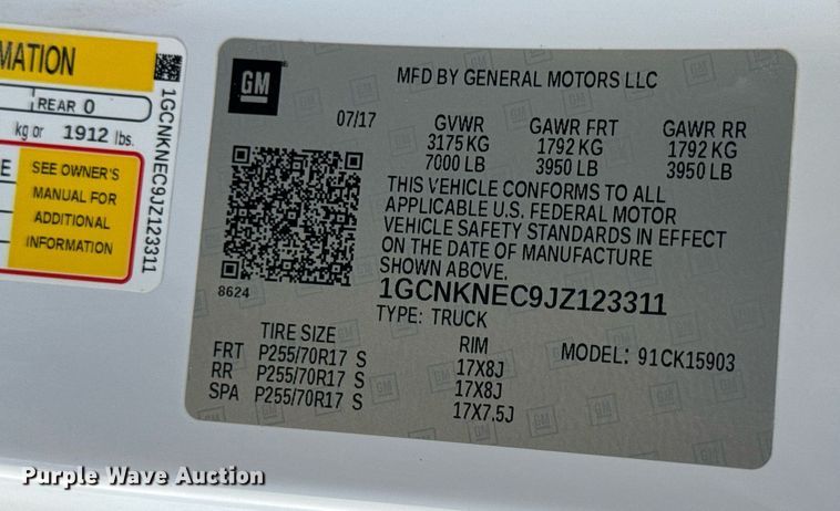 image for item EN4619 2018 Chevrolet Silverado 1500 pickup truck