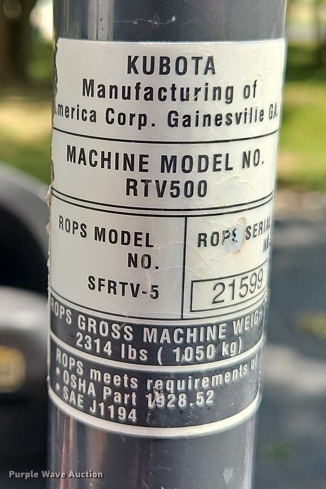 image for item EO4644 2010 Kubota RTV500 utility vehicle