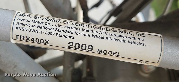 image for item EO4645 2009 Honda TRX 400X ATV