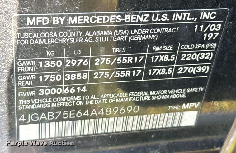 image for item EP0516 2004 Mercedes-Benz ML500 SUV