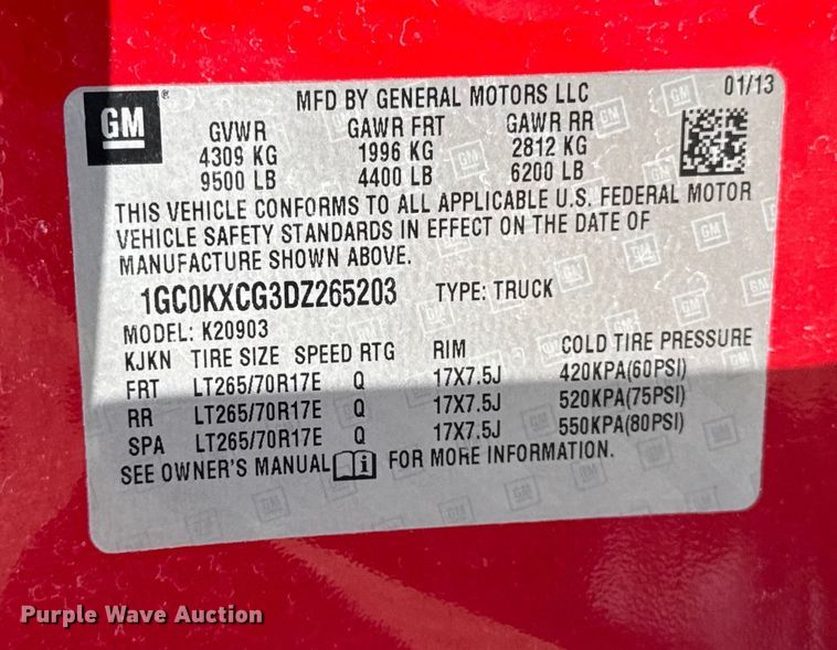 image for item ER0047 2013 Chevrolet Silverado 2500HD pickup truck