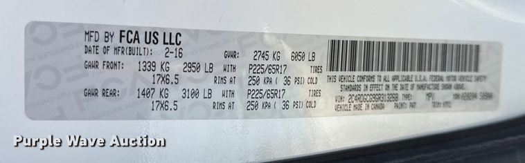 image for item ER0048 2016 Dodge Grand Caravan SXT van