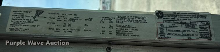 image for item ER0063 2012 Ford Utilimaster delivery truck