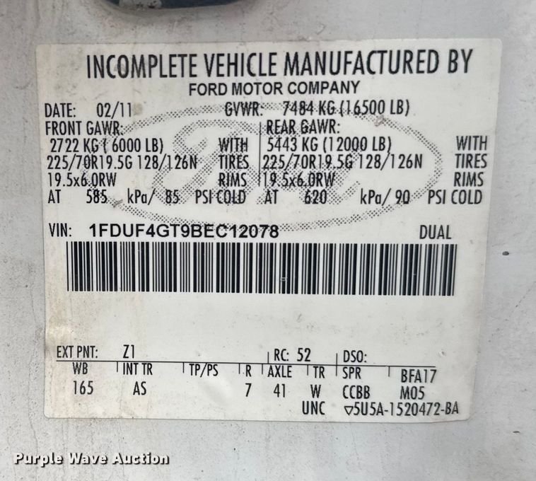 image for item ER2378 2011 Ford F450 Super Duty utility / service truck