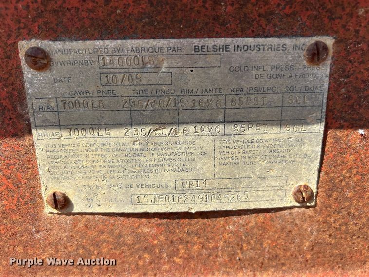 image for item ET3166 2009 Belshe WB14 equipment trailer