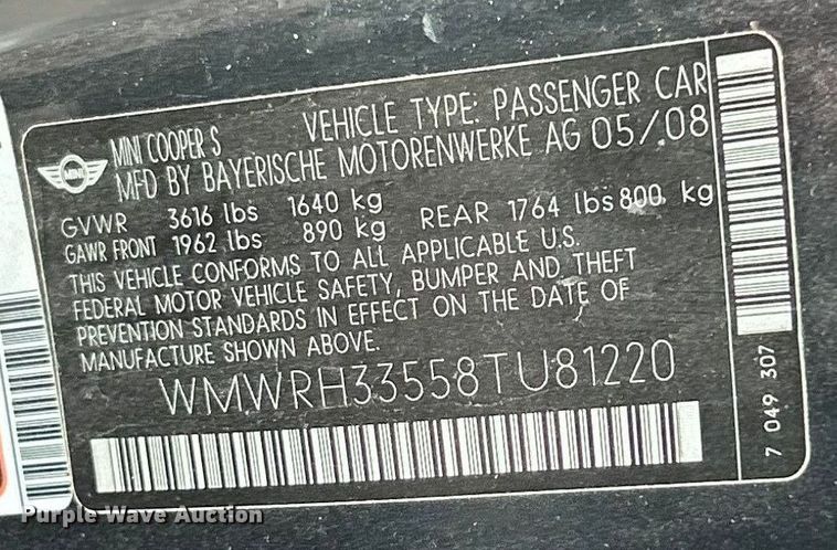 image for item ET3182 2008 Mini Cooper S convertible