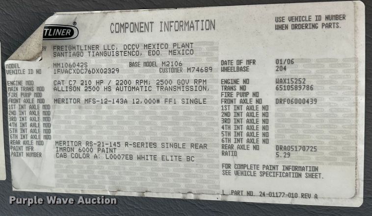 image for item ET3488 2006 Freightliner Business Class M2 refrigerated truck