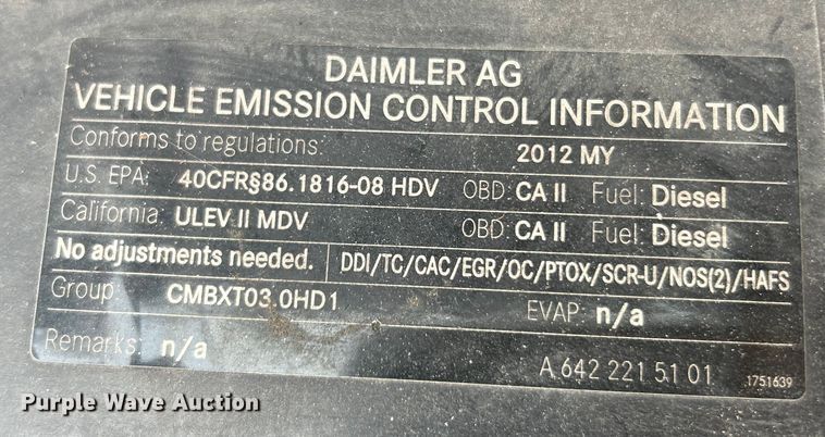 image for item ET3489 2012 Mercedes-Benz Sprinter 2500 refrigerated Van