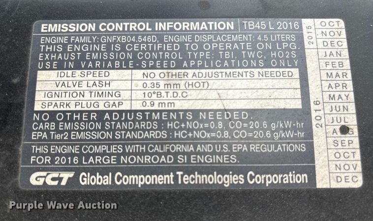 image for item ET8545 2016 UniCarriers PF100YLP  forklift