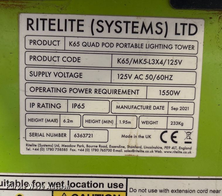 image for item EU0105 Rightlight K65 light plant