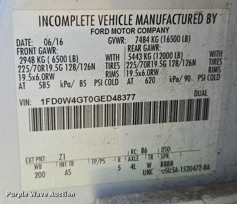 image for item EU2530 2016 Ford F450 Super Duty XL utility / service truck