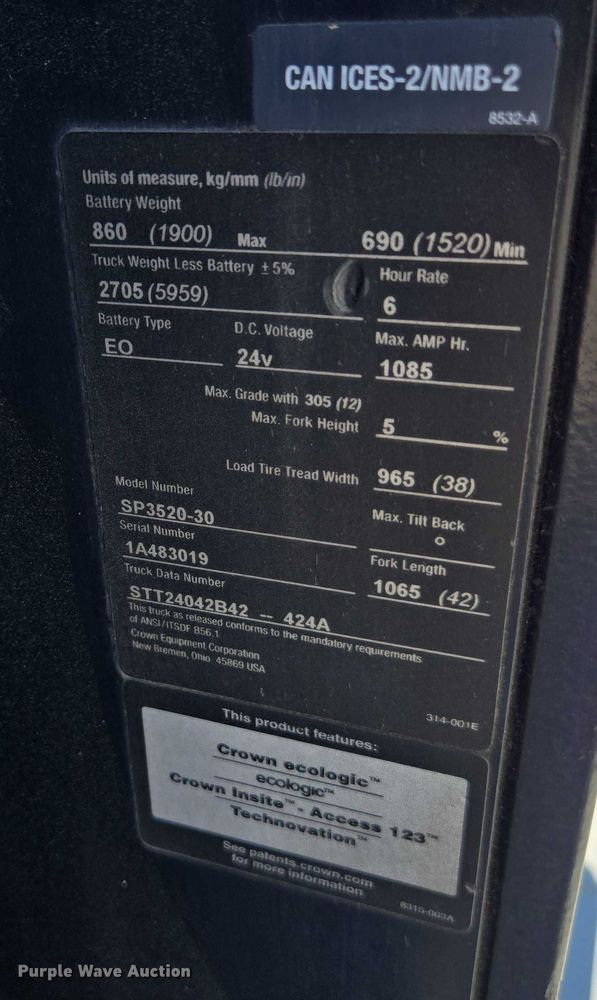 image for item EU2532 2017 Crown SP3520-30 order picker