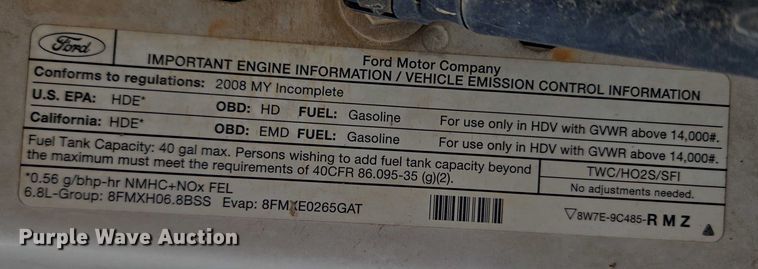 image for item EU3645 2008 Ford F450 Super Duty truck cab and chassis