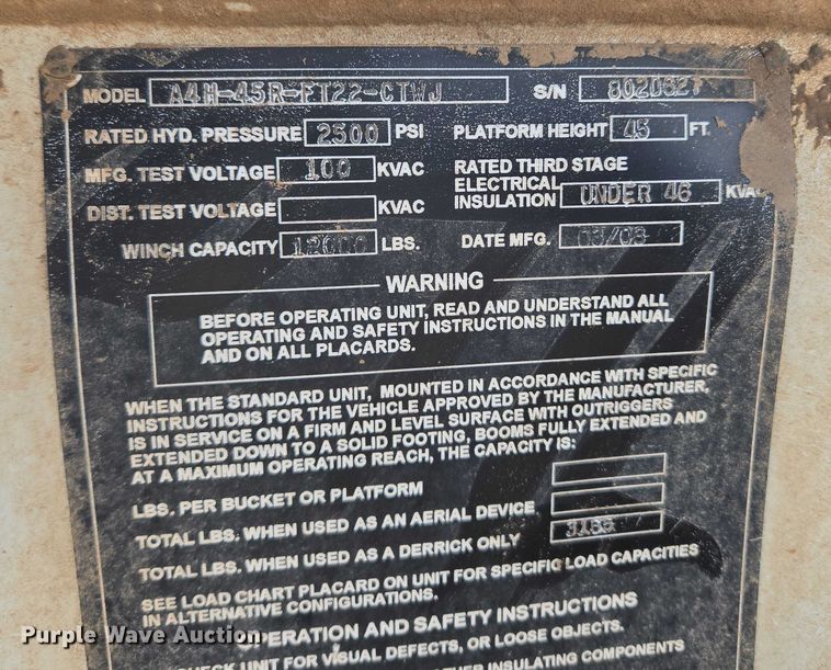 image for item EU3699 2003 International 7400 digger derrick truck