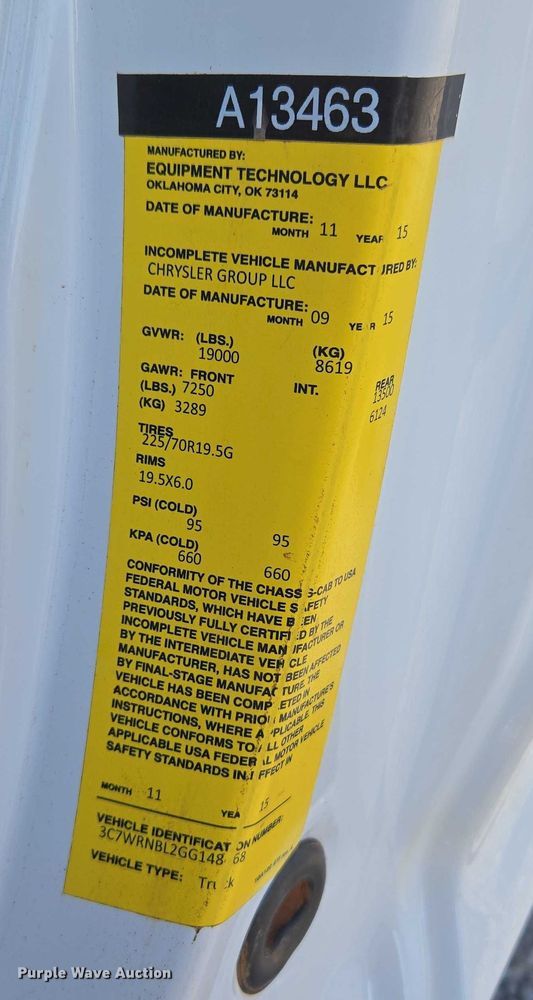 image for item EU3700 2016 RAM 5500 bucket truck