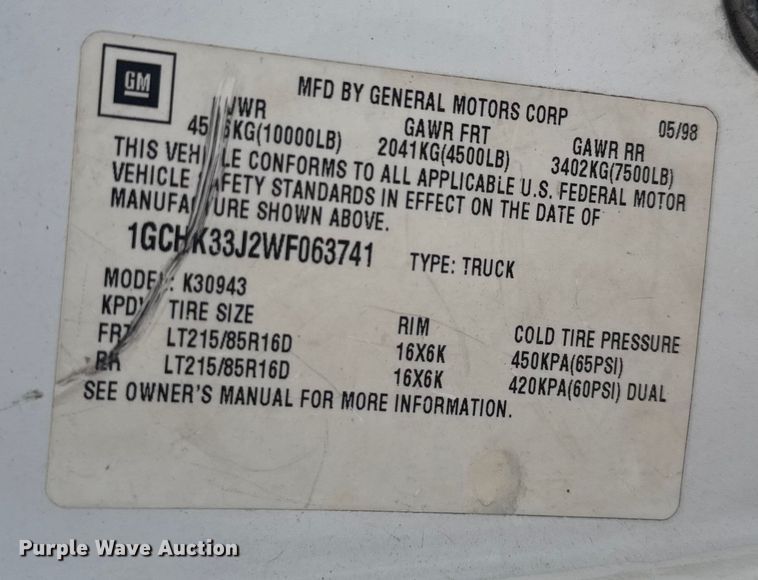 image for item EV1749 1998 Chevrolet  K3500 Crew Cab pickup truck