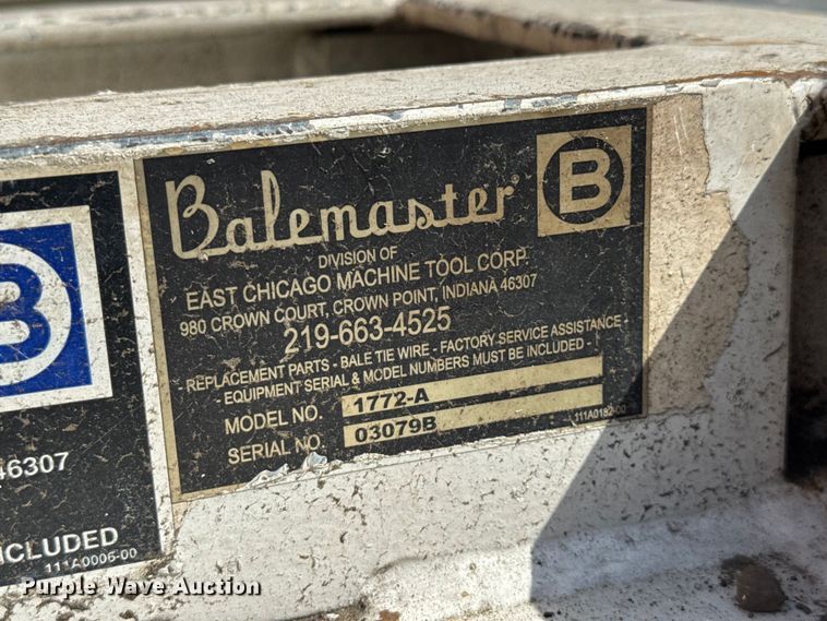 image for item EV1833 Balemaster 1772-A horizontal baler