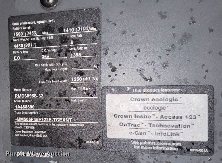 image for item EV1836 Crown RMD6095S-32 reach truck