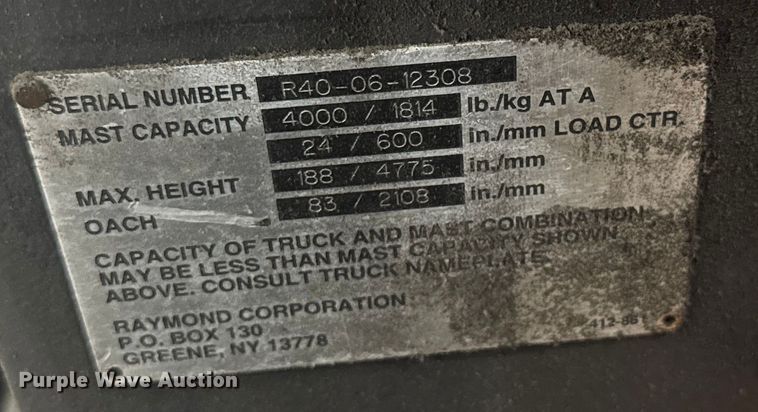 image for item EV1842 Raymond R40-C40TT forklift