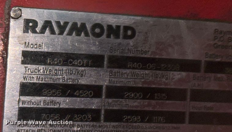 image for item EV1842 Raymond R40-C40TT forklift