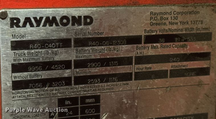 image for item EV1842 Raymond R40-C40TT forklift