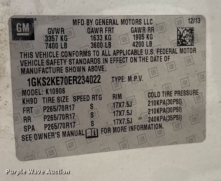 image for item EV1844 2014 GMC Yukon XL SUV