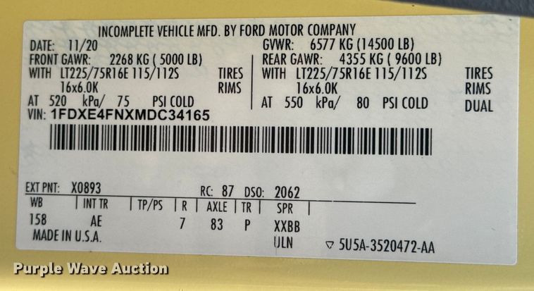 image for item NU9578 2021 Ford E450 Super Duty delivery truck