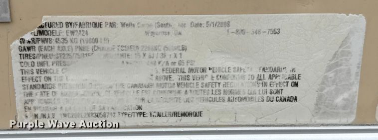 image for item NU9602 2008 Wells Cargo enclosed cargo trailer