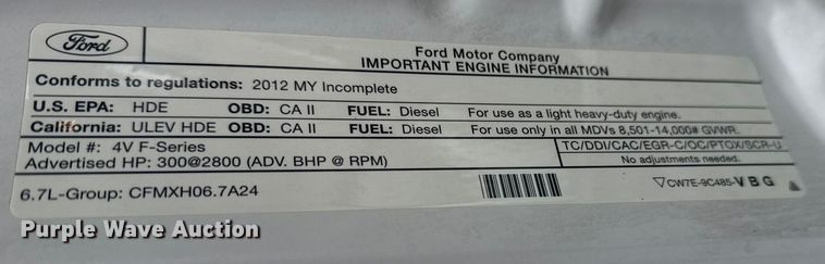 image for item NU9608 2012 Ford F350 Super Duty flatbed pickup truck